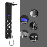 51 In. 8-Jet Multi-function Tempered Glass Shower Panel System With Rainfall Shower Head In Black