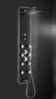 51 In. 8-Jet Multi-function Tempered Glass Shower Panel System With Rainfall Shower Head In Black