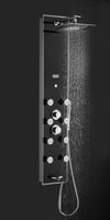51 In. 8-Jet Multi-function Tempered Glass Shower Panel System With Rainfall Shower Head In Black