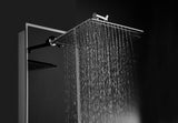51 In. 8-Jet Multi-function Tempered Glass Shower Panel System With Rainfall Shower Head In Black