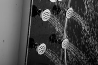 51 In. 8-Jet Multi-function Tempered Glass Shower Panel System With Rainfall Shower Head In Black