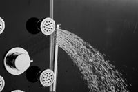 51 In. 8-Jet Multi-function Tempered Glass Shower Panel System With Rainfall Shower Head In Black