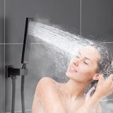 Oil Rubbed Bronze Shower System, Bathroom 12 Inches Rain Shower Head with Handheld Combo Set, Wall Mounted High Pressure Rainfall Dual Shower Head System, Shower Faucet Set with Valve and trim