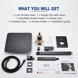 Oil Rubbed Bronze Shower System, Bathroom 12 Inches Rain Shower Head with Handheld Combo Set, Wall Mounted High Pressure Rainfall Dual Shower Head System, Shower Faucet Set with Valve and trim